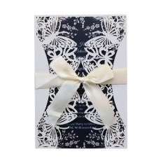 White Wedding Invitation Rectangle Butterfly Invitation Card Beautiful Card